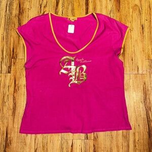 Apple Bottoms Pink Top with Gold Accents